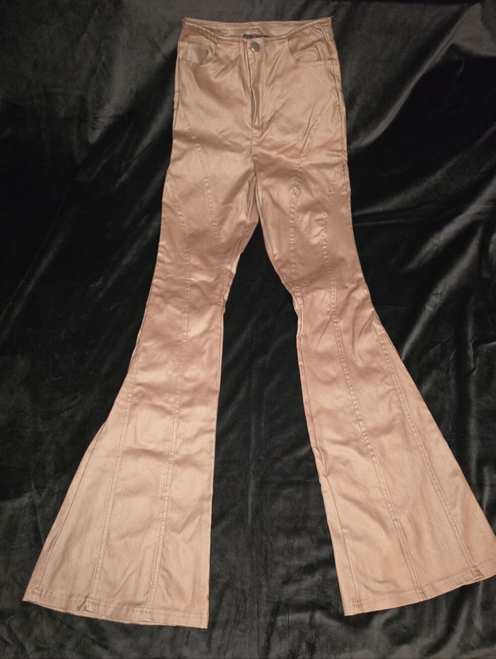 Women’s Flared Faux Leather Pants  Chocolate Color